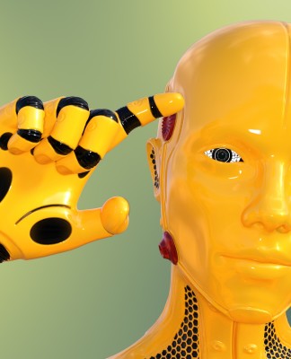 Nell'immagine un robot umanoide si tocca la testa con la mano - Smart Marketing