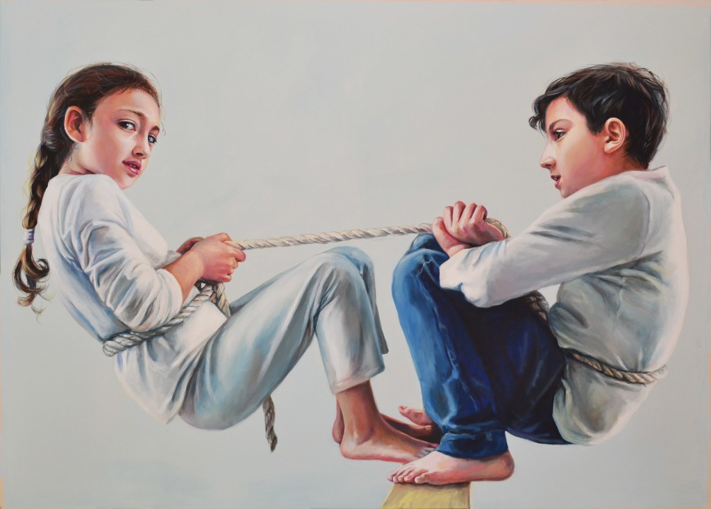 Corda tesa, acrilico su tela, 85 x120 cm, 2018.