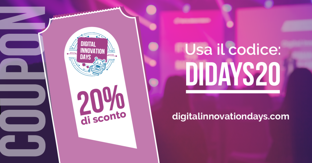 Nell'immagine il coupon di sconto del 20% per i DiDays 2022 - Smart Marketing