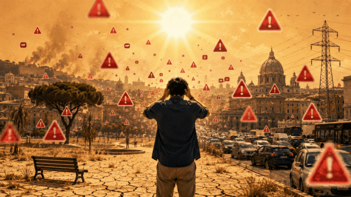 Emergenza estate: il caldo e lo stress non vanno in vacanza. Immagine realizzata con l'intelligenza artificiale. Emergenza estate: il caldo e lo stress non vanno in vacanza. Immagine realizzata con l'intelligenza artificiale.